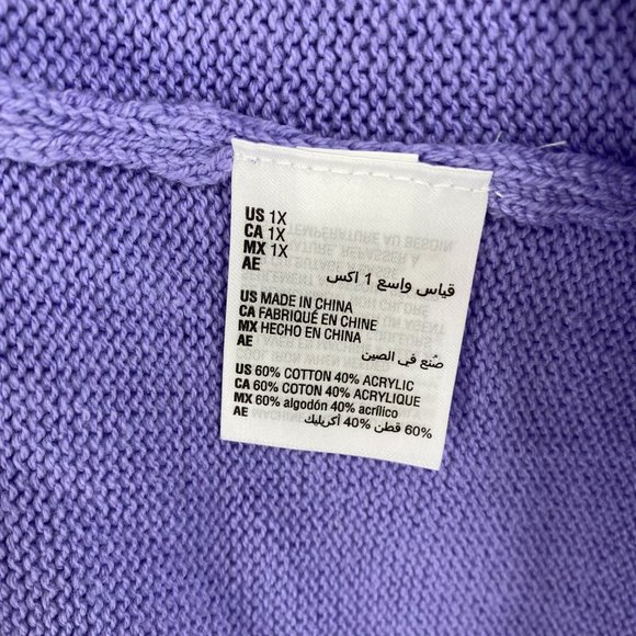 Karen ScottPurple Bliss Blocked Pattern Crewneck Knit Pullover Tunic Sweater 1X - Picture 8 of 8